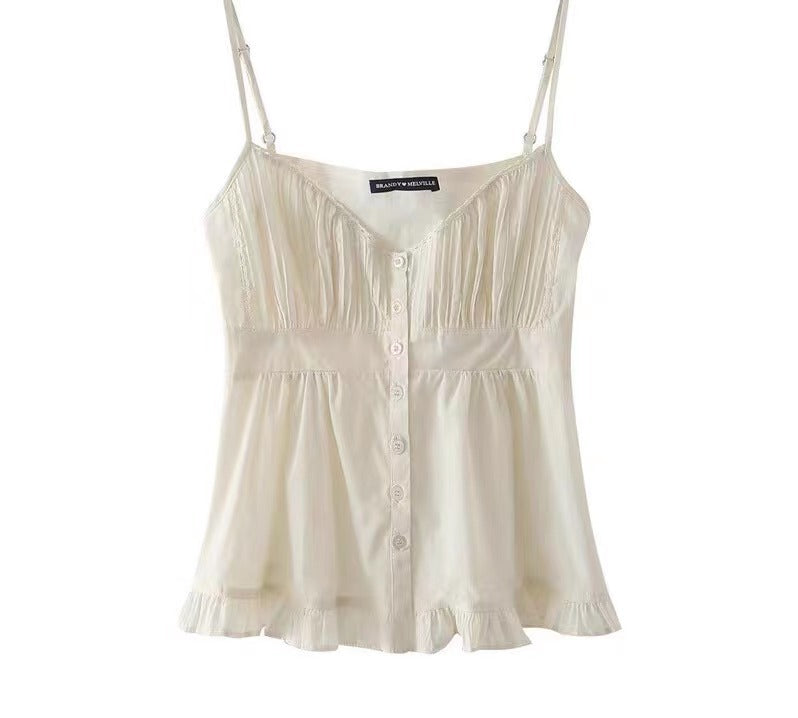 summer new retro high waist halter lace outside wearing inside halter blouse blouse woman