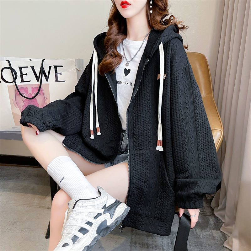 Fuge coat female autumn outside wear spring and autumn thin hoodie oversize loose pendant feeling lazy and trendy