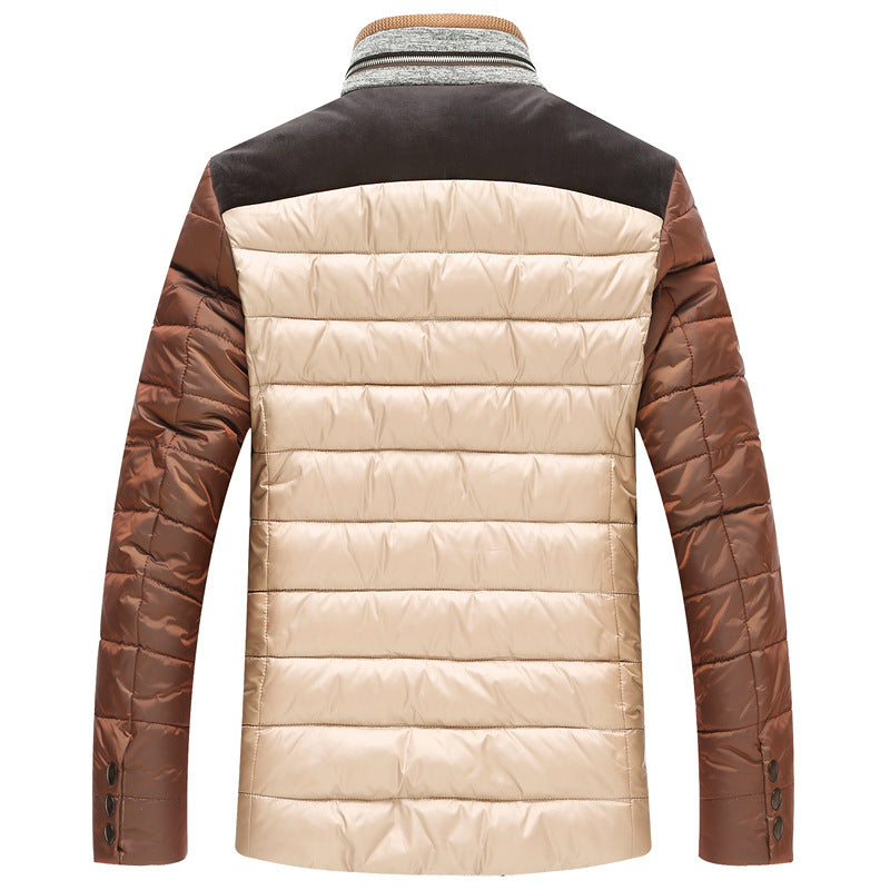 Winter new men's men's coat short form-fitting cotton coat stand collar leisure middle-aged father cotton-padded jacket
