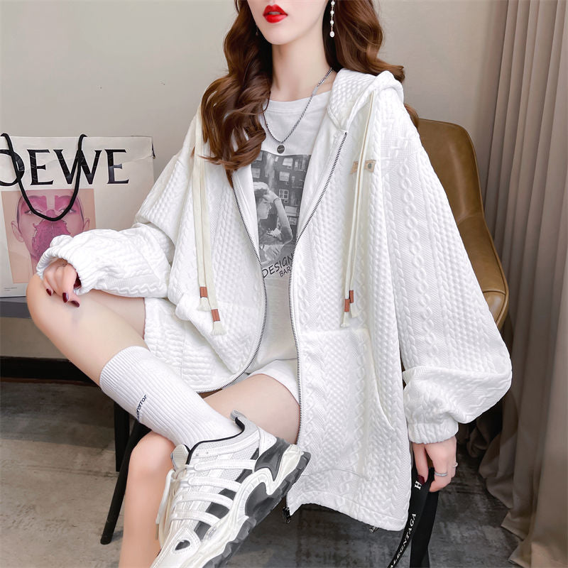 Fuge coat female autumn outside wear spring and autumn thin hoodie oversize loose pendant feeling lazy and trendy