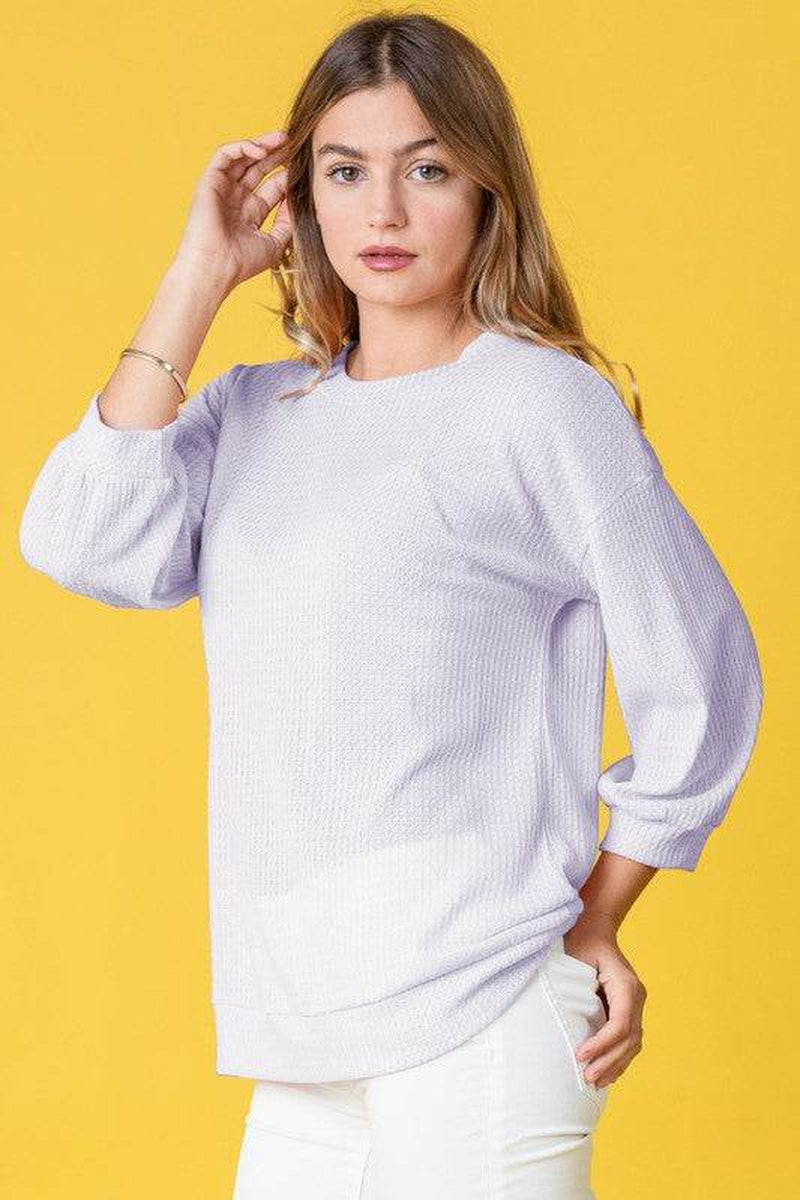 Waffle Knit Top in Solid Design