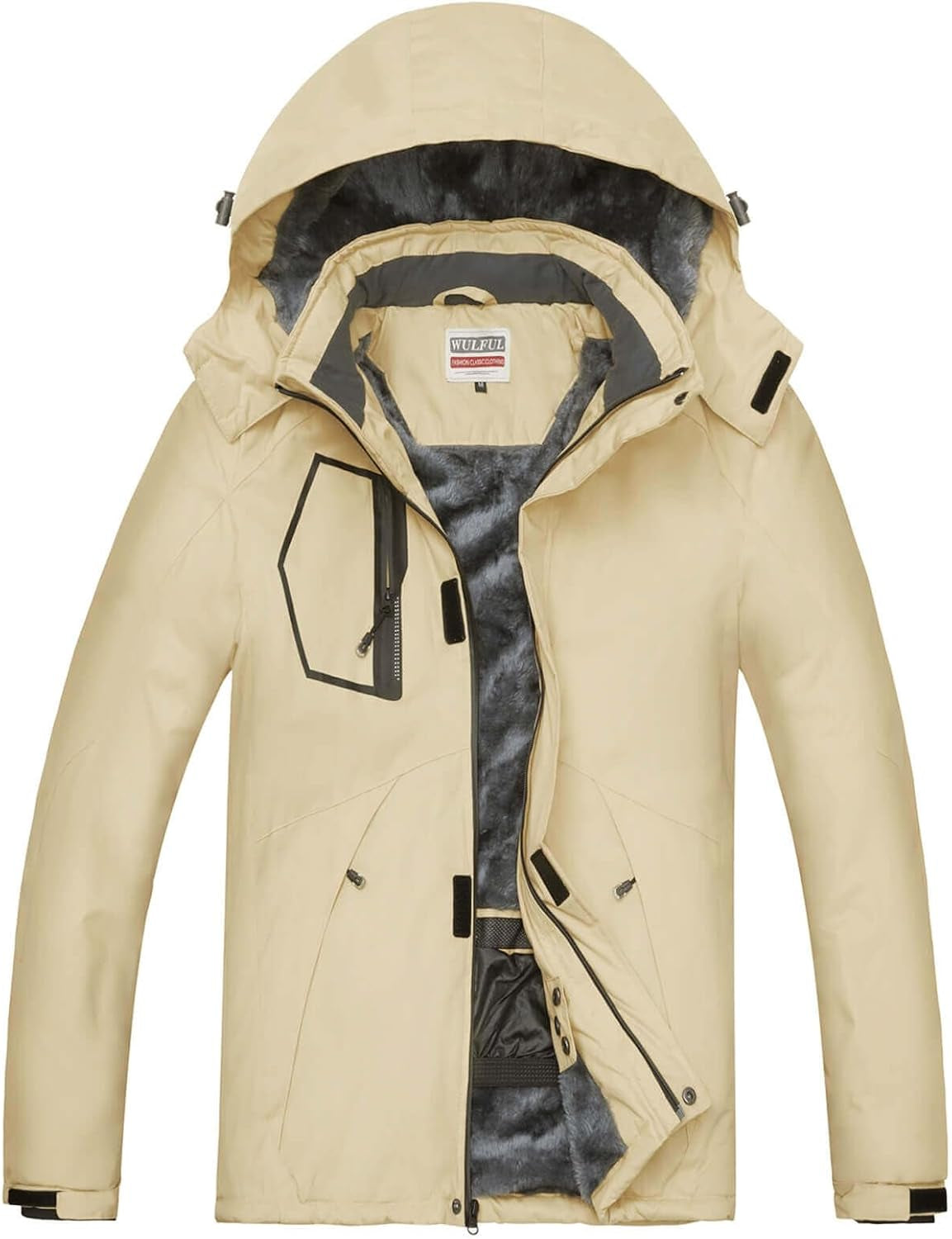 Men's Waterproof Ski Jacket - Insulated Windproof Winter Coat with Fleece Lining and Hood