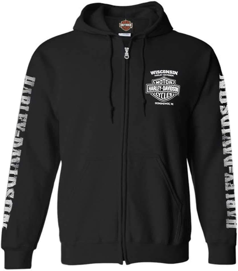 Men's Black Lightning Crest Full-Zip Hooded Sweatshirt