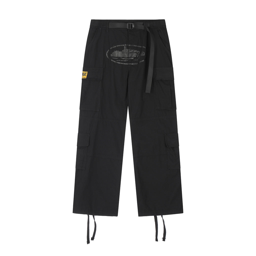 summer new European and American letter printed casual pants waterproof woven pants men's overalls