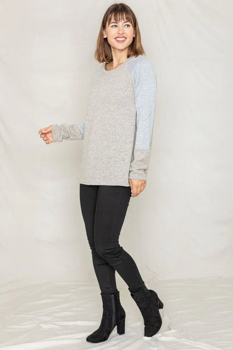 Elevate Your Style with Our Chic Solid Two Tone Raglan Tunic