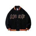 Single breasted hipster baseball jacket side seam pocket loose young cotton casual men's jacket