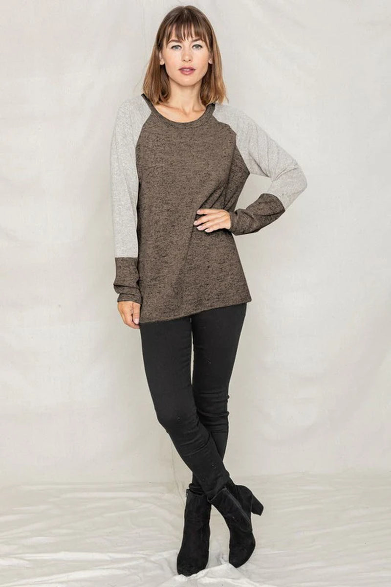 Elevate Your Style with Our Chic Solid Two Tone Raglan Tunic