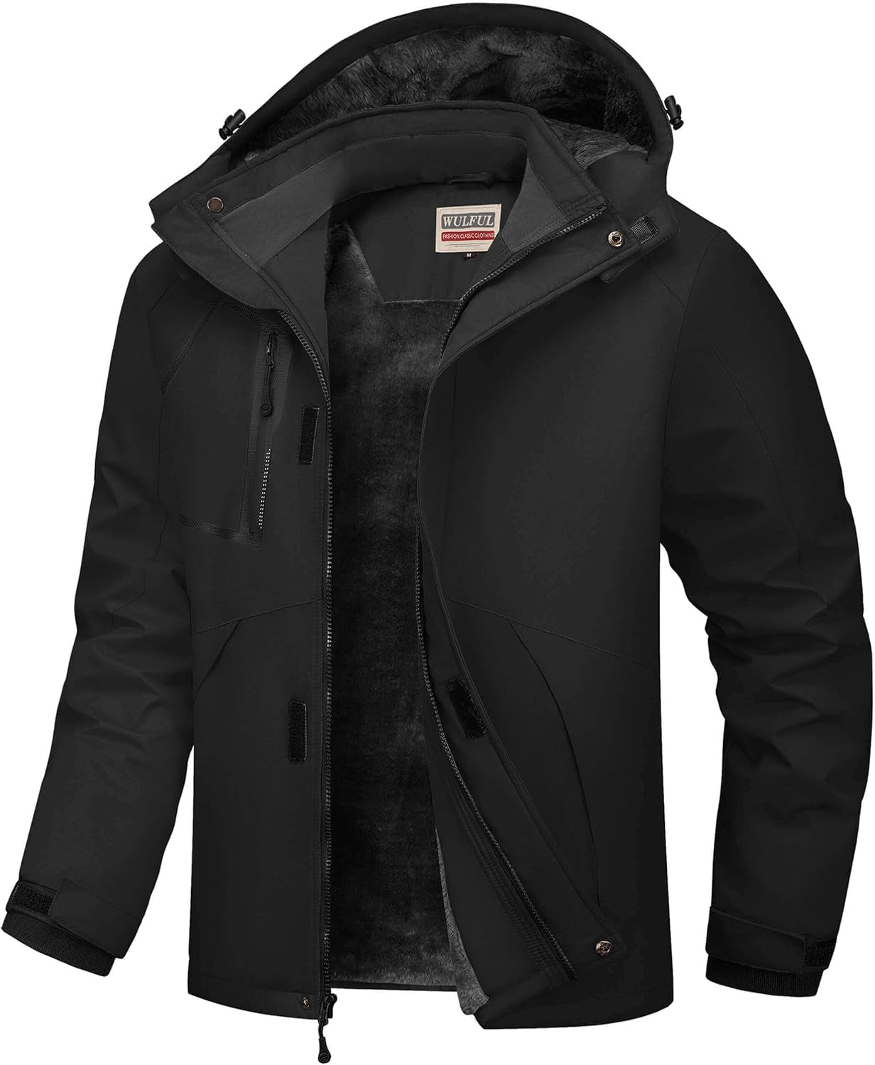 Men's Waterproof Ski Jacket - Insulated Windproof Winter Coat with Fleece Lining and Hood