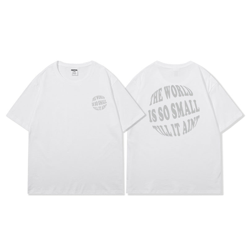 2023 spring and summer heavy cotton loose American tide brand T-shirt men's top oversize off shoulder printed half sleeve