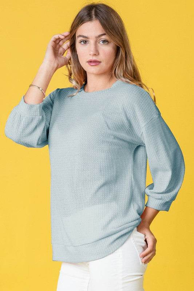 Waffle Knit Top in Solid Design