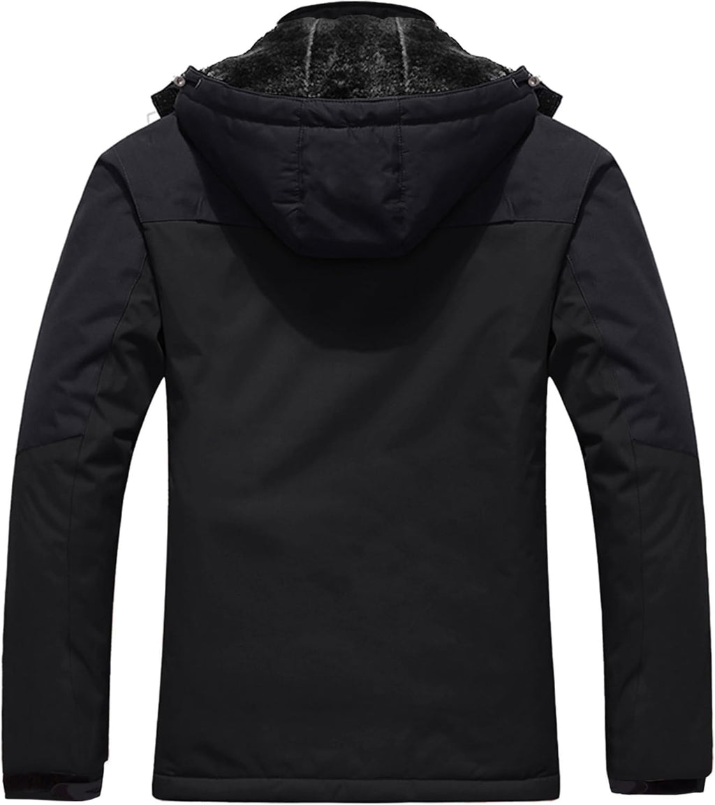 Men's Insulated Waterproof Ski Jacket - Windproof Hooded Winter Coat