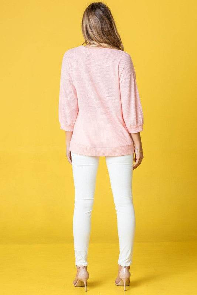 Waffle Knit Top in Solid Design
