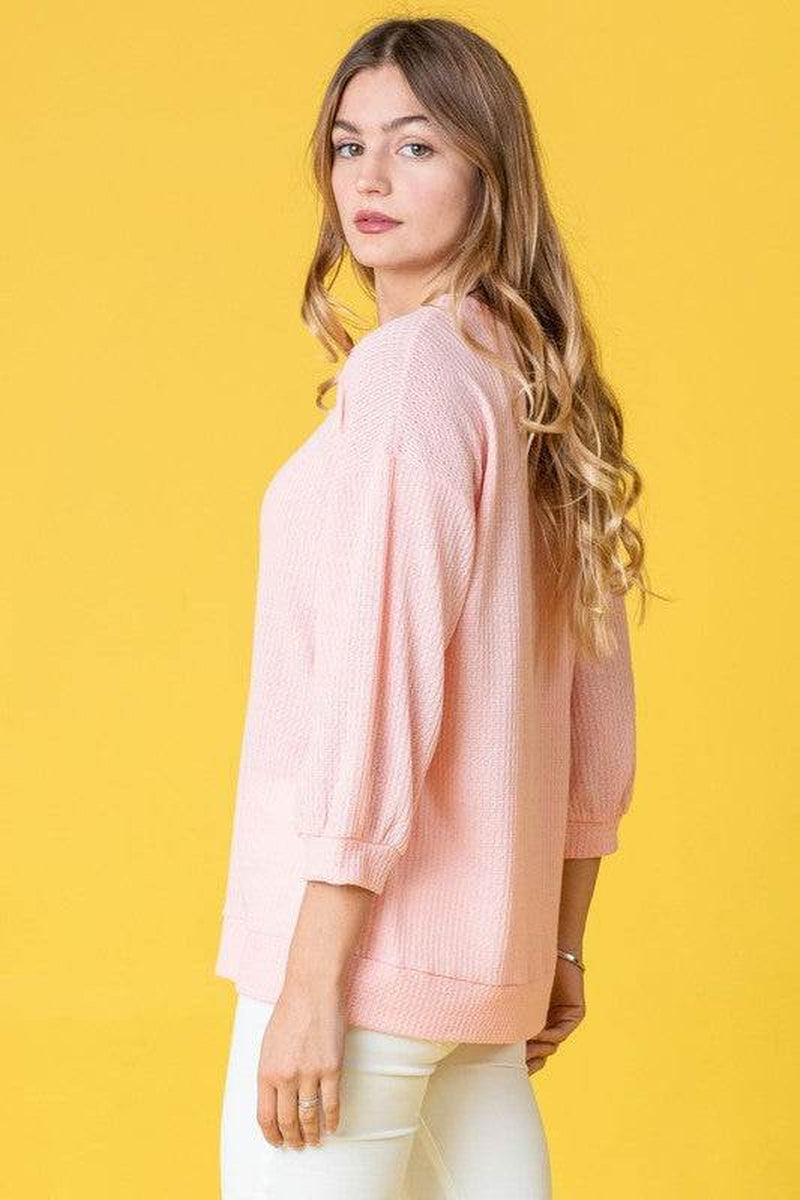 Waffle Knit Top in Solid Design