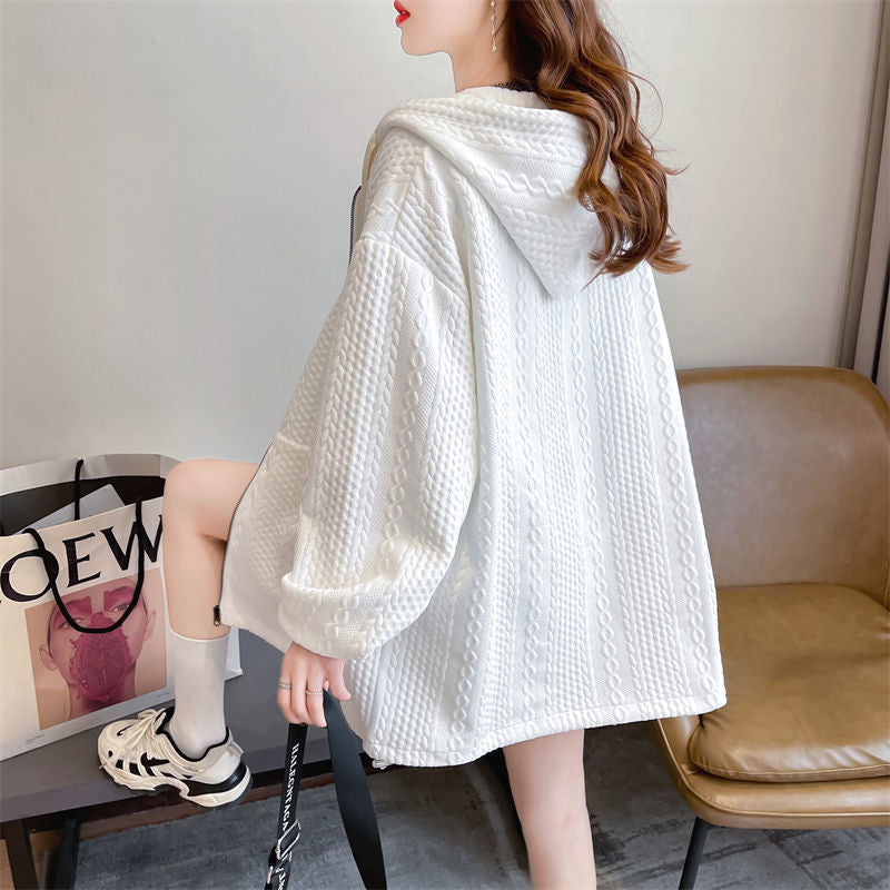 Fuge coat female autumn outside wear spring and autumn thin hoodie oversize loose pendant feeling lazy and trendy