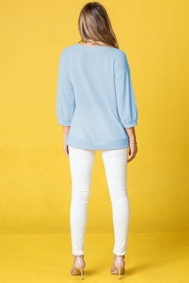 Waffle Knit Top in Solid Design