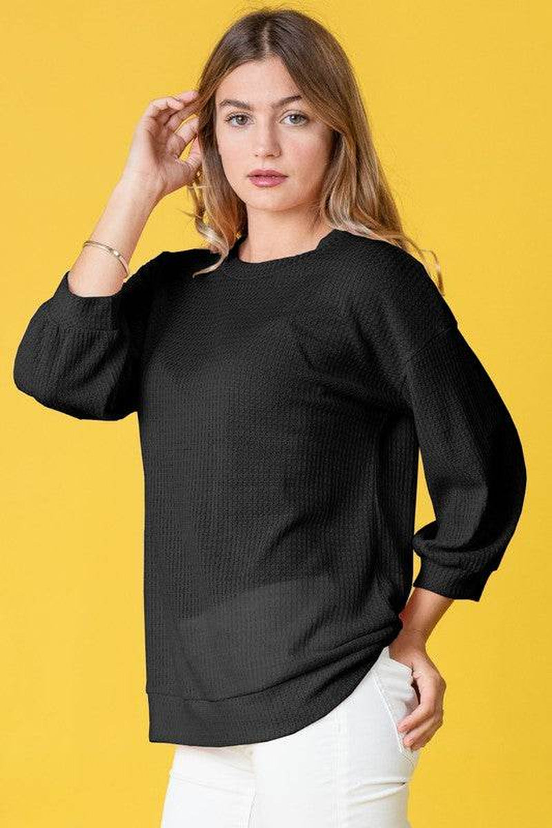 Waffle Knit Top in Solid Design