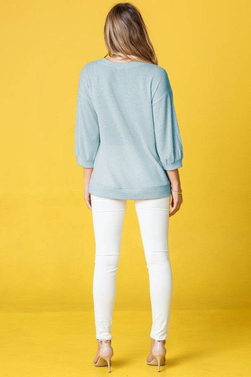 Waffle Knit Top in Solid Design
