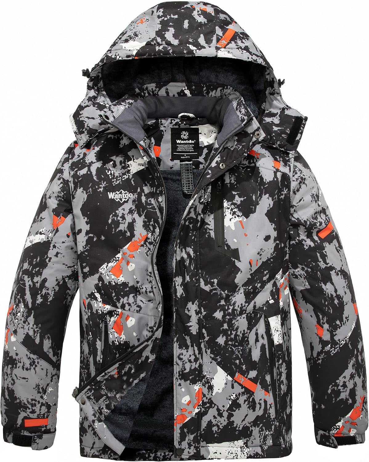 Men's Insulated Waterproof Ski Jacket - Windproof Hooded Winter Coat