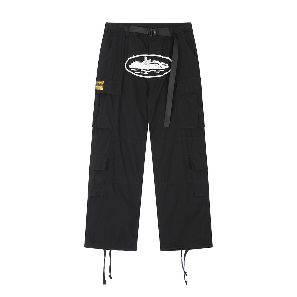 summer new European and American letter printed casual pants waterproof woven pants men's overalls