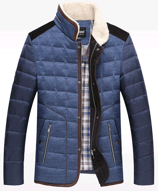 Winter new men's men's coat short form-fitting cotton coat stand collar leisure middle-aged father cotton-padded jacket