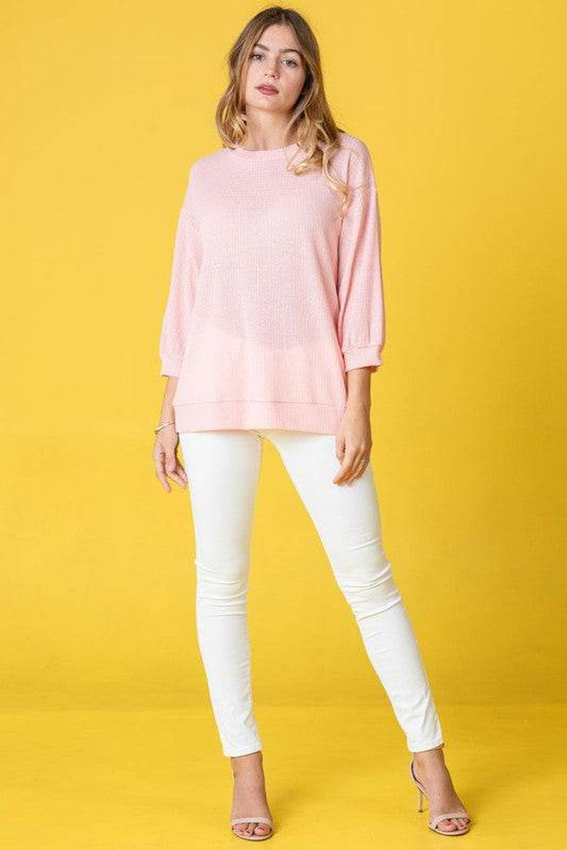 Waffle Knit Top in Solid Design