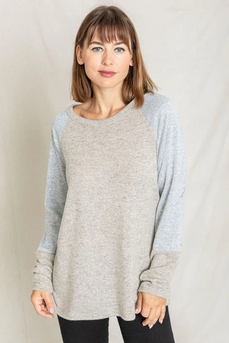 Two-Tone Raglan Tunic in Solid Fabric