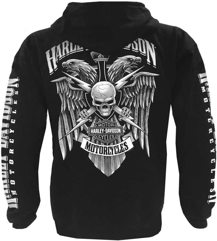 Men's Black Lightning Crest Full-Zip Hooded Sweatshirt