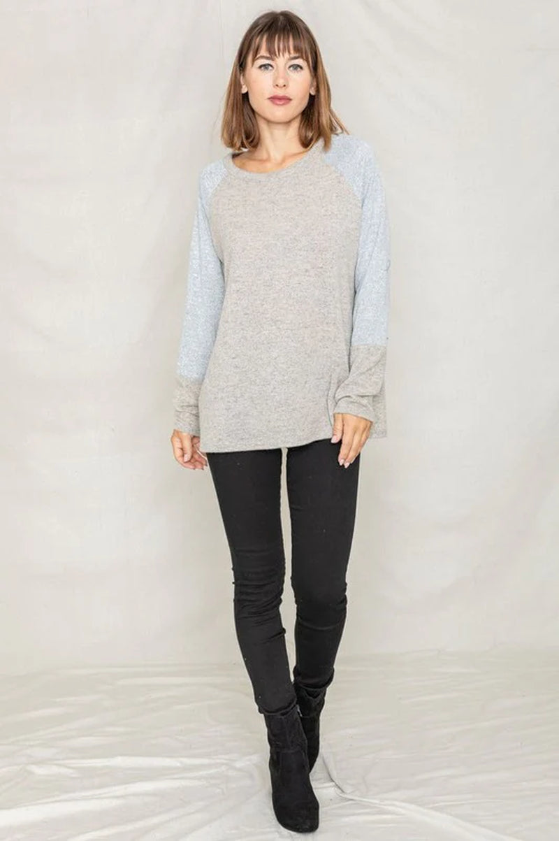 Two-Tone Raglan Tunic in Solid Fabric