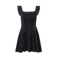 Foreign trade Amazon ins Europe and the United States summer new French style temperament square collar wooden ear side fishbone corset dress female