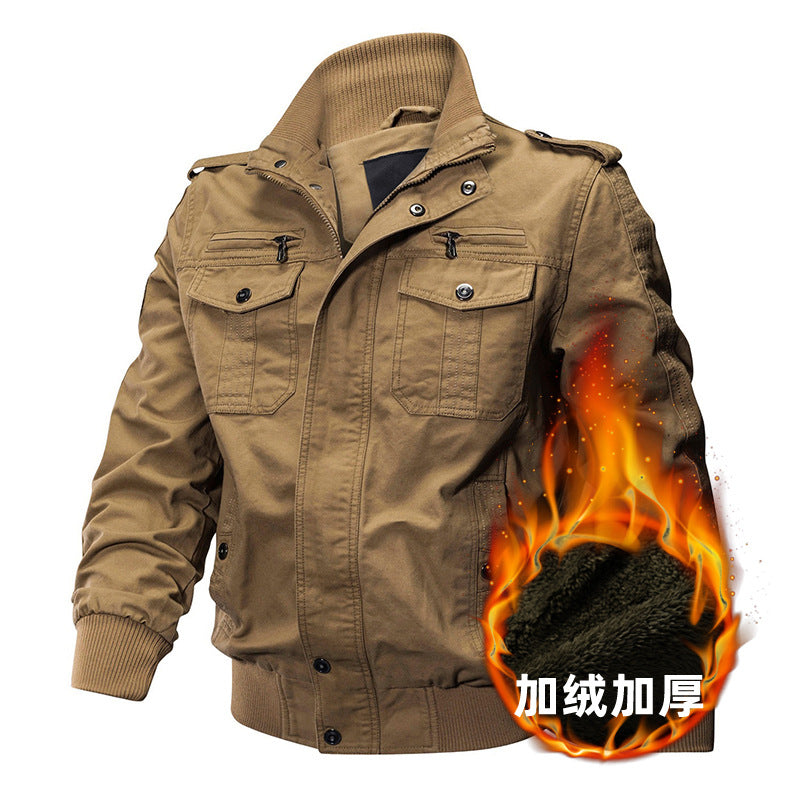 Cross-border Amazon winter jacket with cashmere and heavy jacket men's pure cotton casual work jacket Winter jacket jacket men's