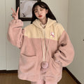 Japanese lamb cashmere coat female 2022 autumn and winter new sweet cute zipper hoodie cross-border hair wholesale