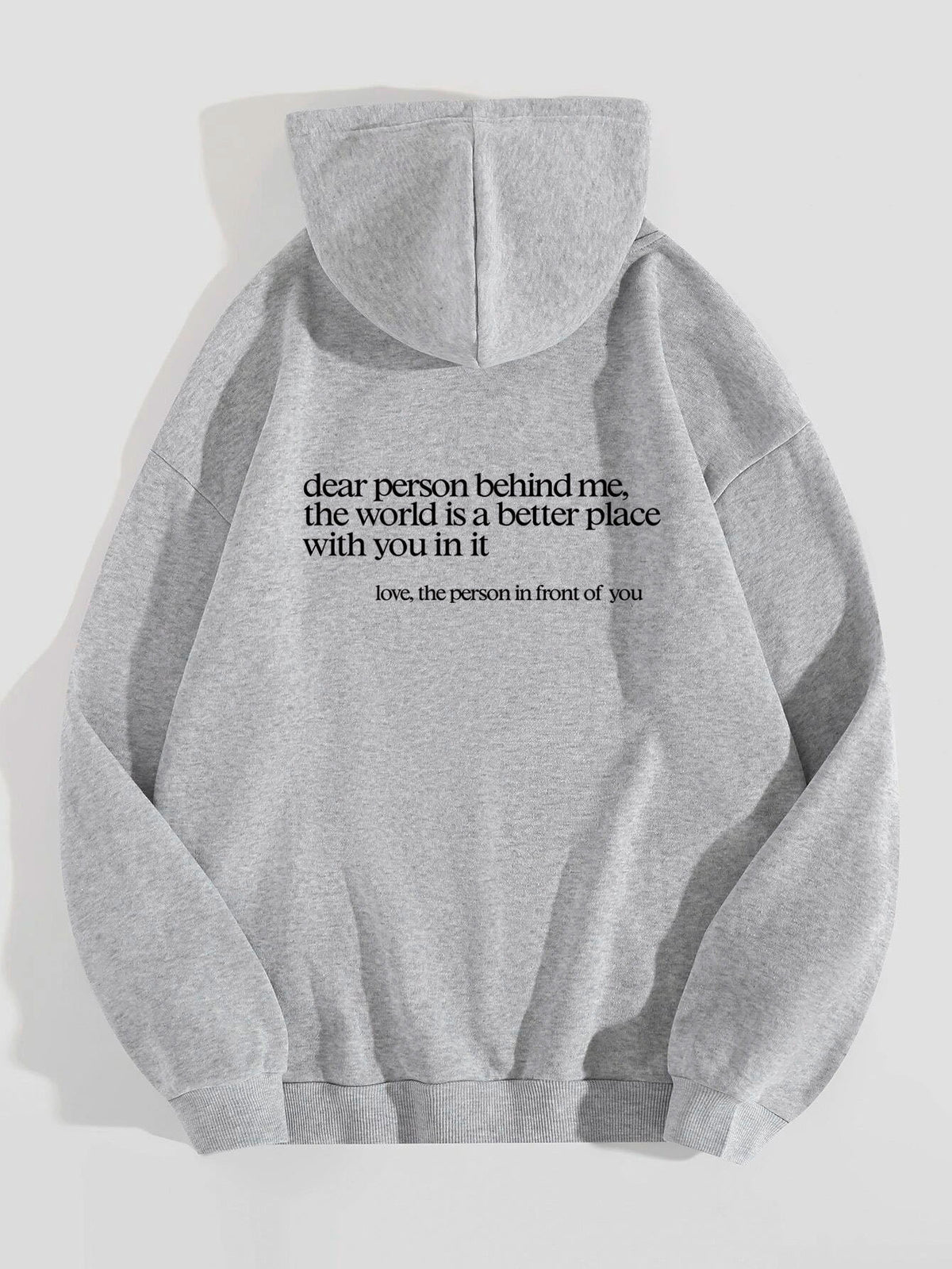 Foreign trade women's cashmere hoodie plain color letter slogan printed kangaroo pocket drawstring printed hoodie