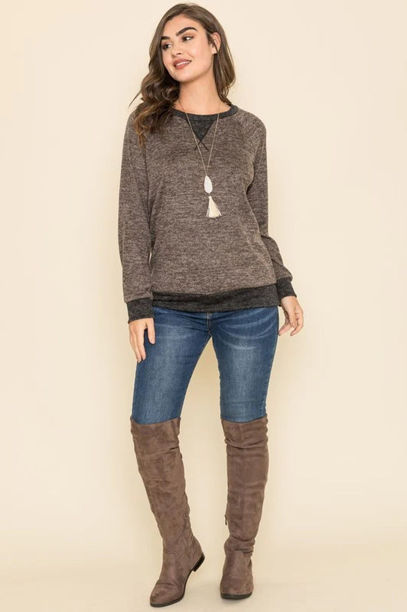 Two-Tone Plus Size Raglan Tunic