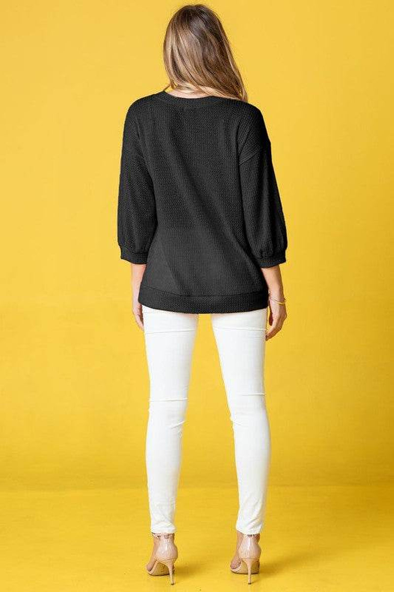 Waffle Knit Top in Solid Design