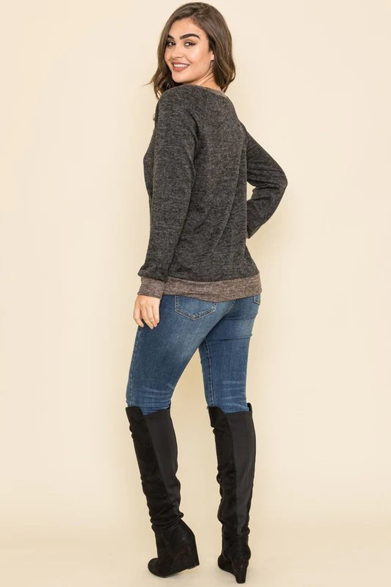 Two-Tone Plus Size Raglan Tunic
