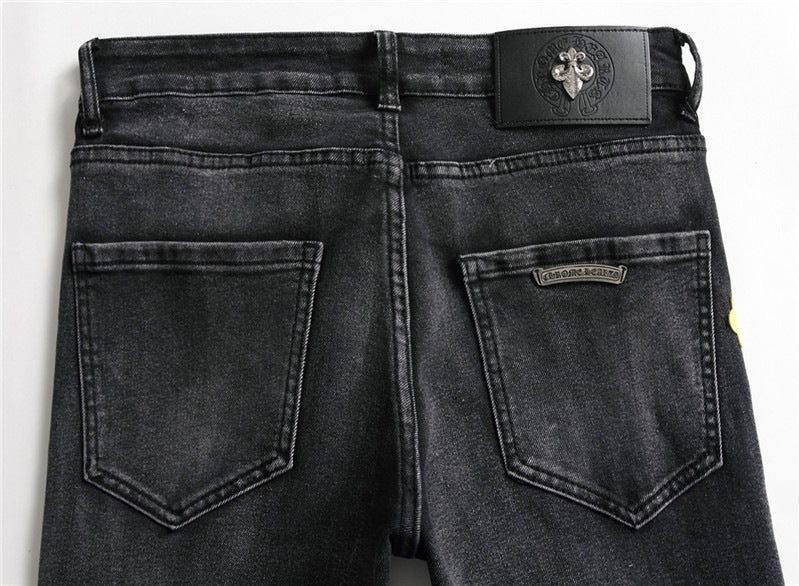 New 2023 Spring hipster men's jeans No iron treatment denim pants popular mid-rise casual jeans