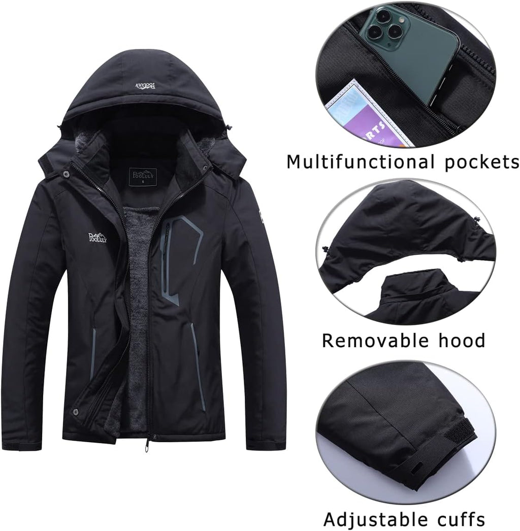 Women's Waterproof Ski Jacket - Insulated Hooded Winter Windbreaker for Snowboarding