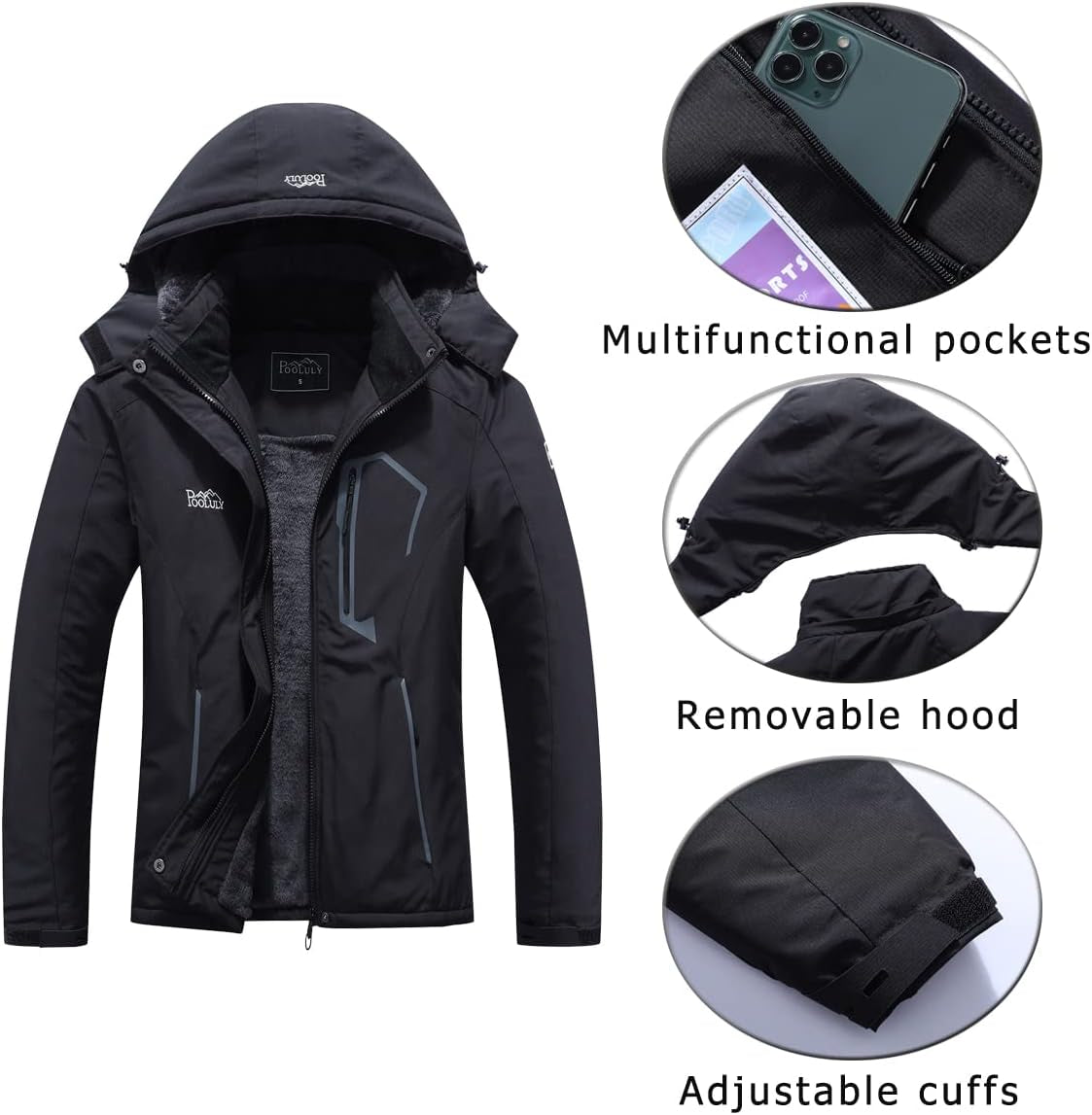 Women's Waterproof Ski Jacket - Insulated Hooded Winter Windbreaker for Snowboarding