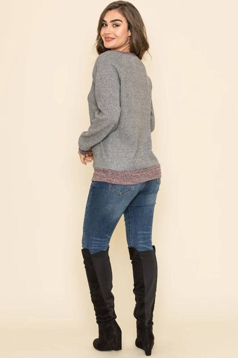 Two-Tone Plus Size Raglan Tunic