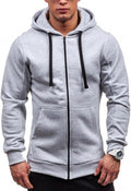 Men's Long Sleeve Pullover Hoodies with Drawstring and Zip-Up for Casual Sports and Warmth