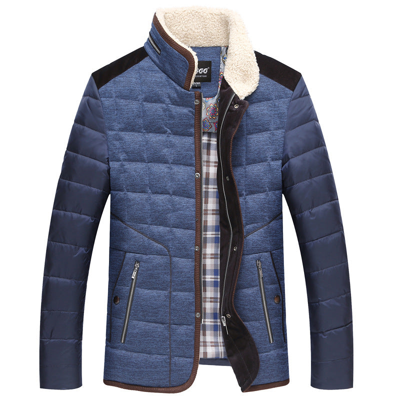 Winter new men's men's coat short form-fitting cotton coat stand collar leisure middle-aged father cotton-padded jacket