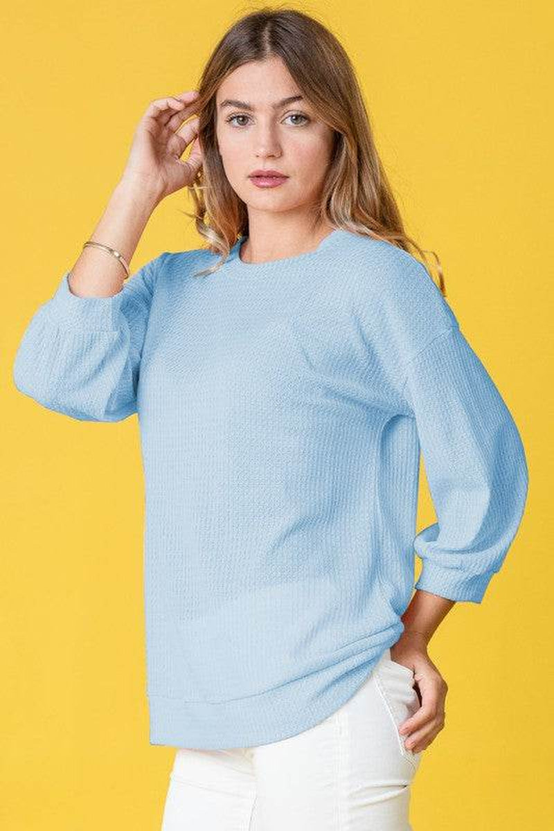 Waffle Knit Top in Solid Design