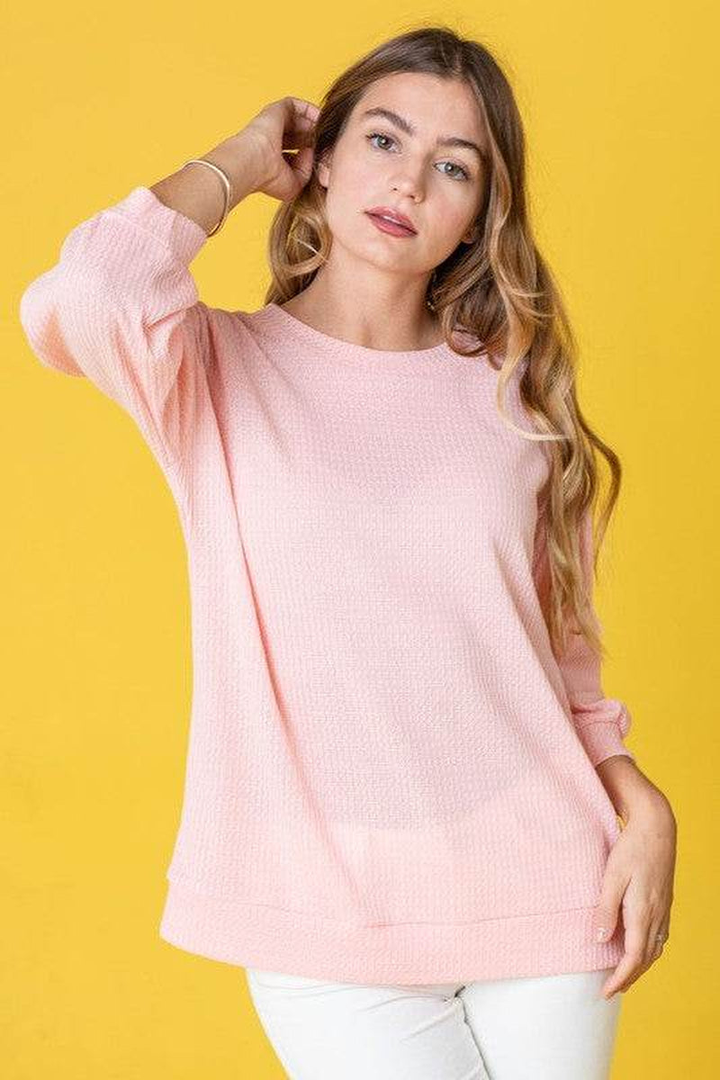 Waffle Knit Top in Solid Design