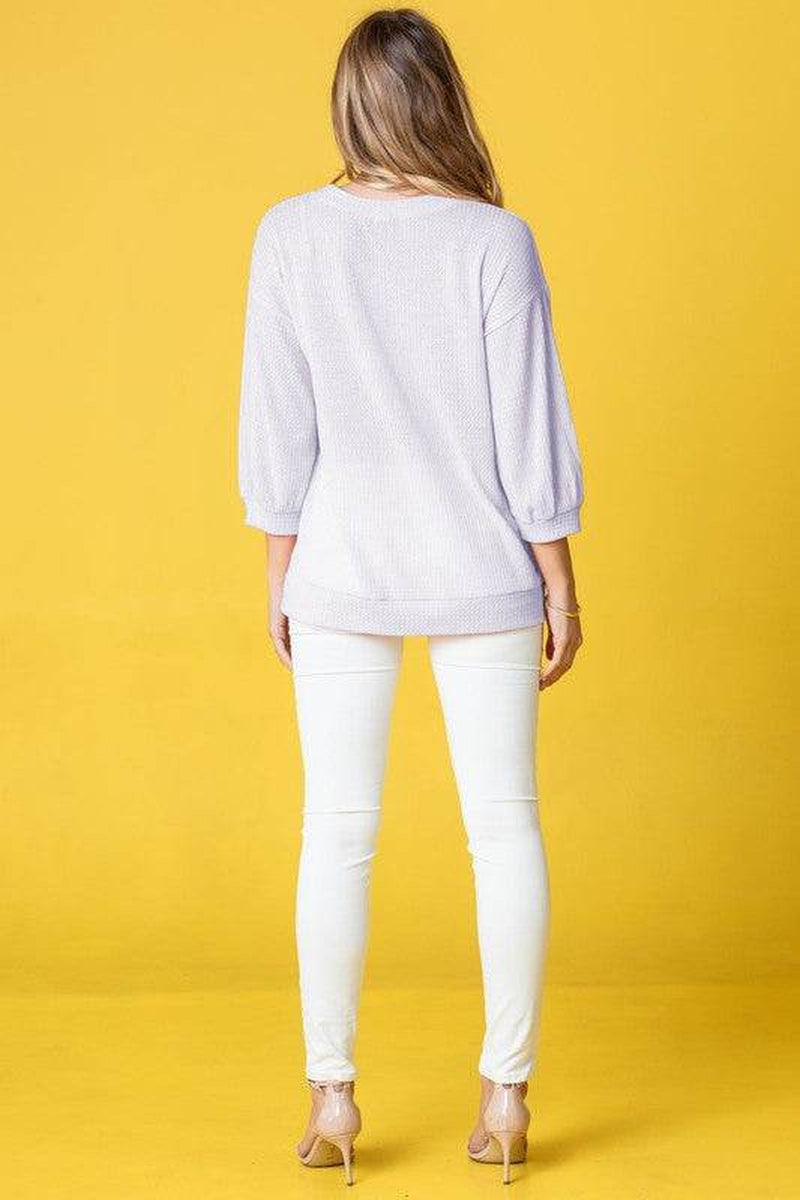 Waffle Knit Top in Solid Design