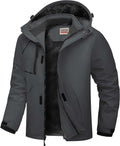 Men's Waterproof Ski Jacket - Insulated Windproof Winter Coat with Fleece Lining and Hood