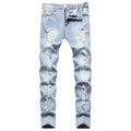 2022 Cross-border foreign trade Europe and the United States Amazon new ripped straight stretch jeans trend casual slim men's pants