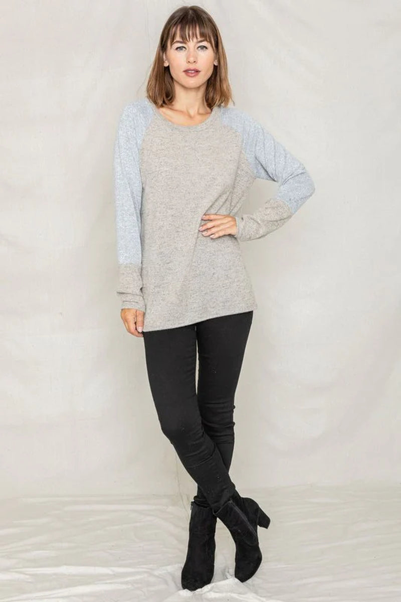 Elevate Your Style with Our Chic Solid Two Tone Raglan Tunic