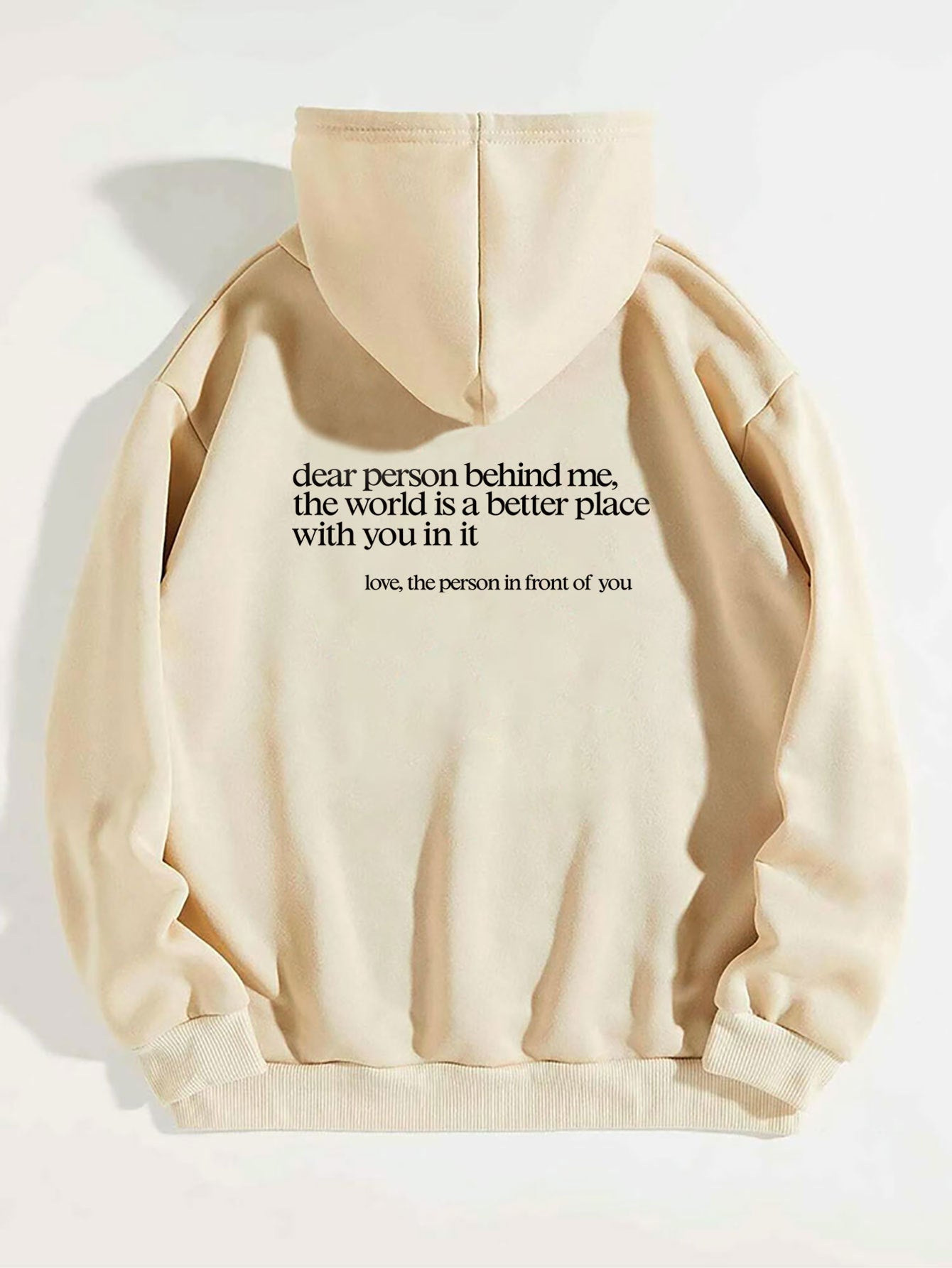 Foreign trade women's cashmere hoodie plain color letter slogan printed kangaroo pocket drawstring printed hoodie