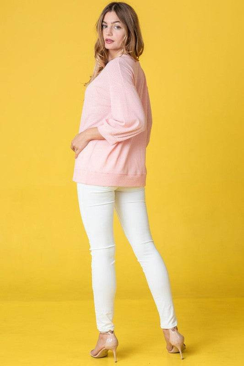 Waffle Knit Top in Solid Design