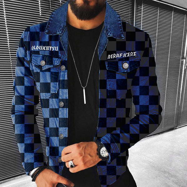 2529* Europe and the United States autumn winter fashion fashion casual coat multi-pocket checkerboard cargo jacket type men